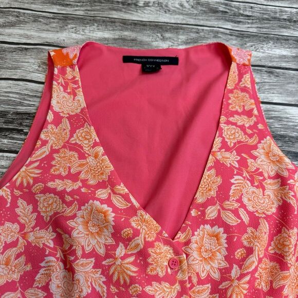 French Connection Women's Cossette Vero Crepe Midi Dress 6 Pink Orange White - Picture 3 of 15